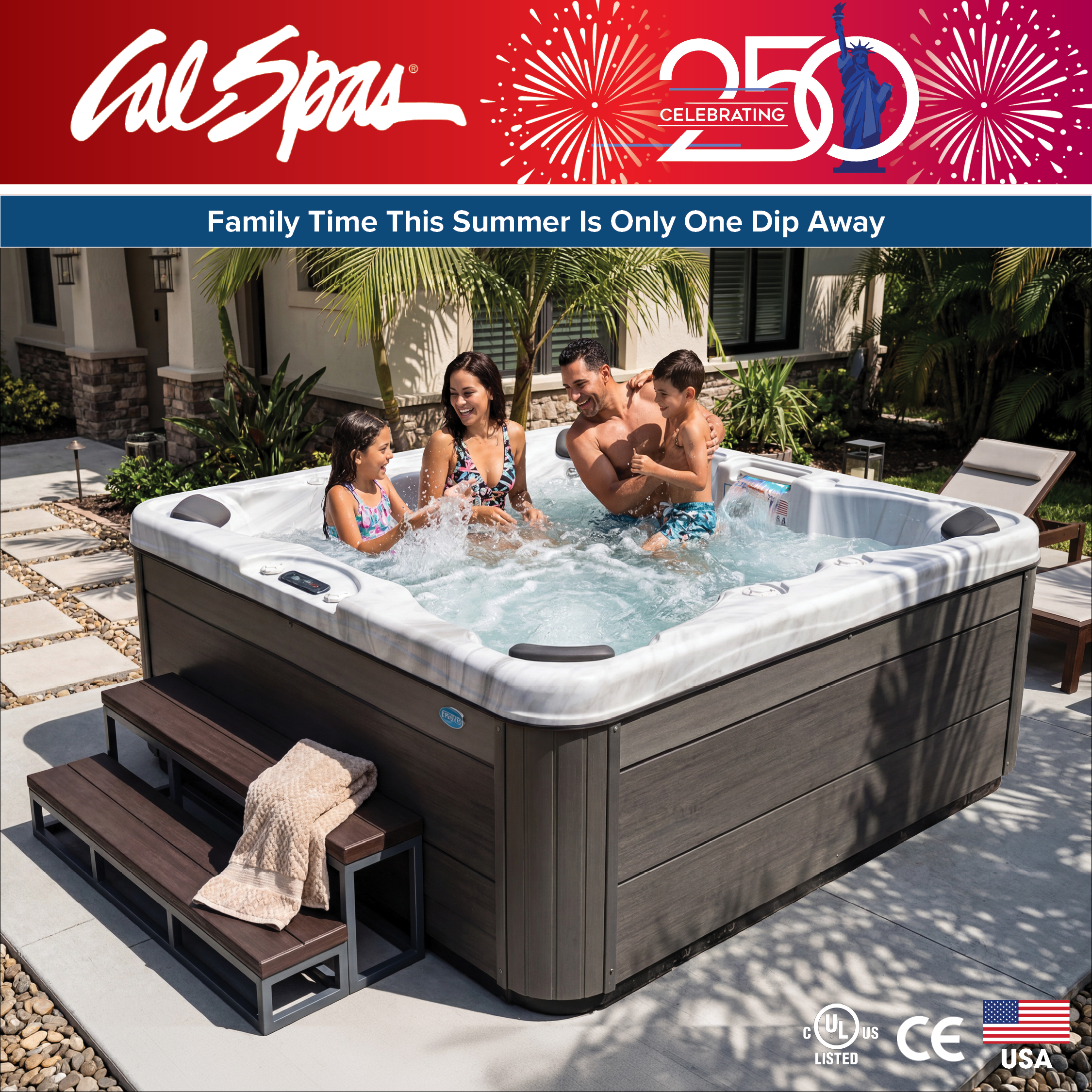 Calspas hot tub being used in a family setting - Sequim